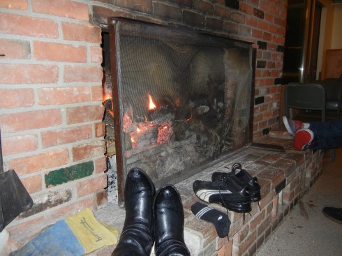 Relaxing by the fire