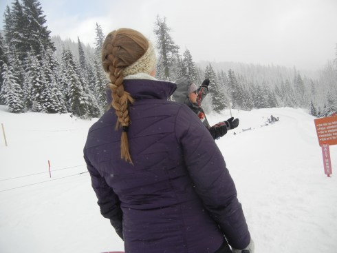 Getting directions from the employees who run the tubing area at Schweitzer.