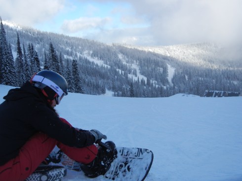 Rachel taking a break on the mountain, look at that view!